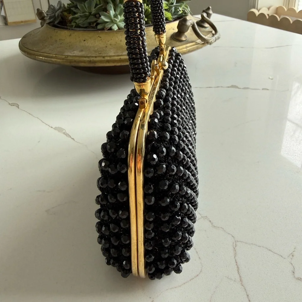 Beautiful Vintage 60’s Saks 5th Avenue Black Beaded Handbag Excellent condition - Picture 2 of 7